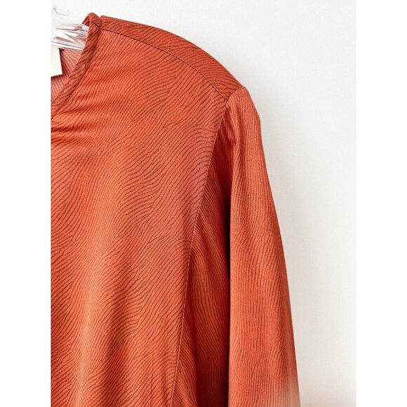 NWT Anthropologie Caballero Long-Sleeve Dress M $180 Orange Black Blouson - Picture 7 of 10